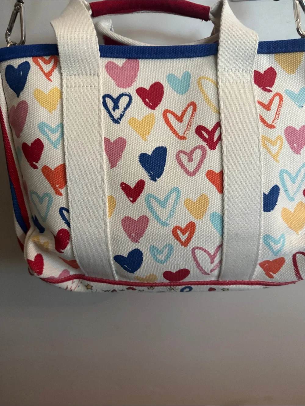 Brighton LOVE Heart Canvas Crossbody Bag - Cream with Multicolor Hearts - Picture 5 of 7